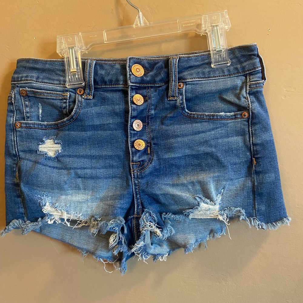 American Eagle button up jean shorts size 4 cotton polyester elastane